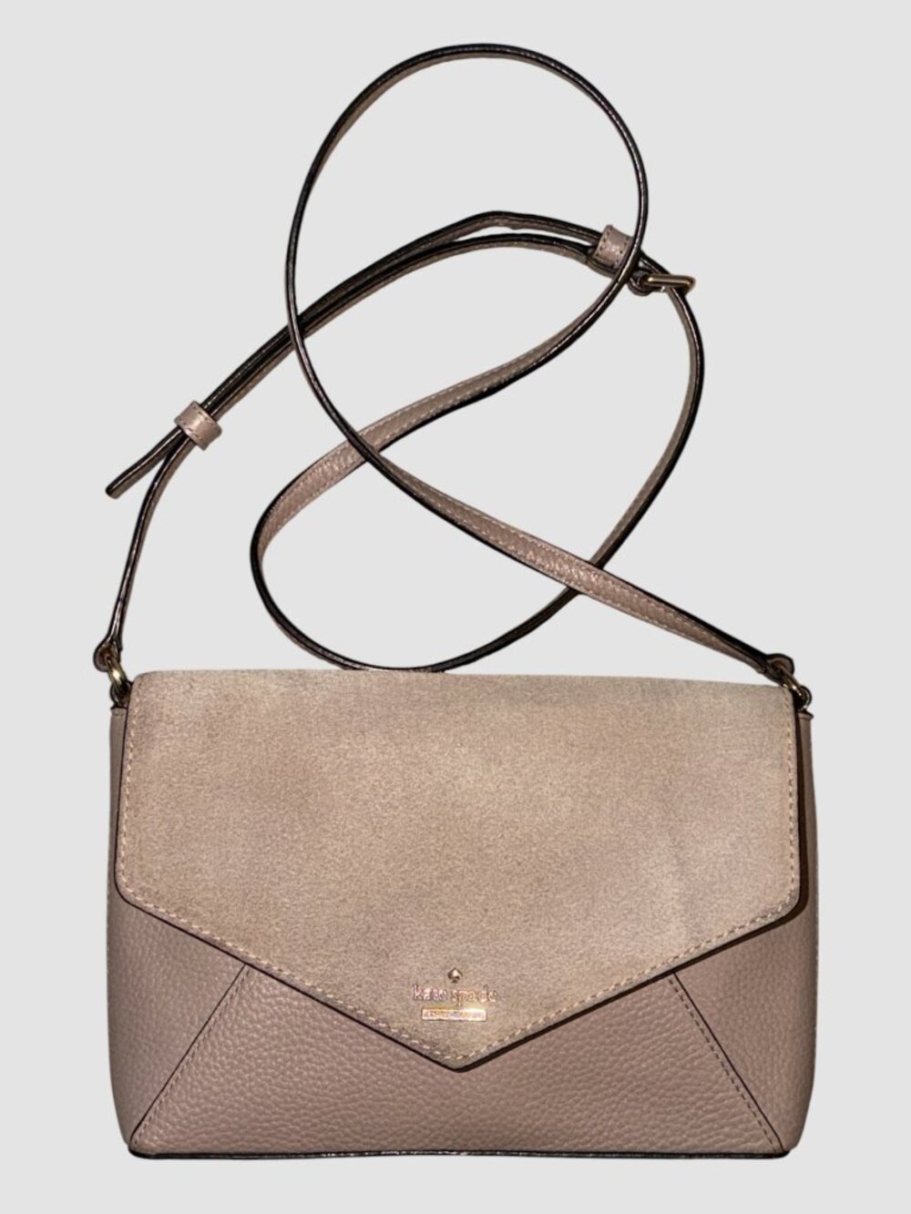 Kate Spade Spencer Court Monday Taupe Suede and Leather Envelope Crossbody Bag - Picture 3 of 10
